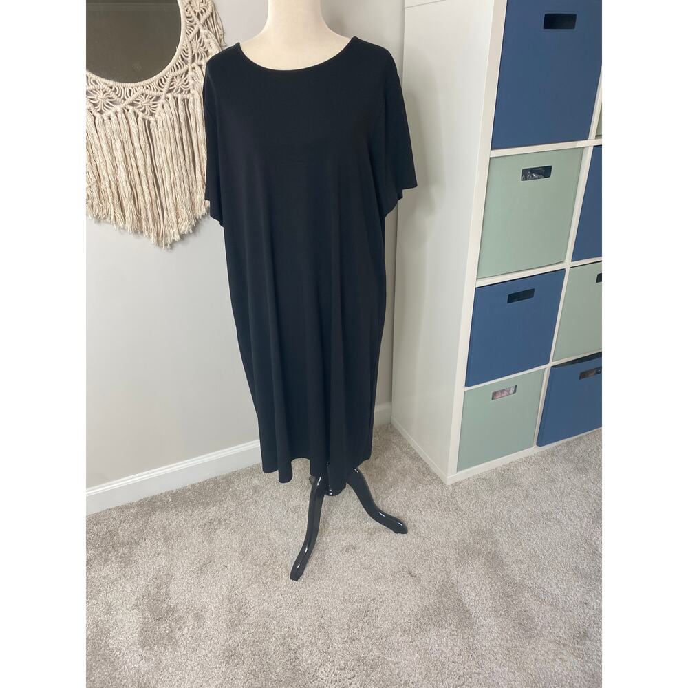 J. Jill Wearever Collection Black Short-sleeved T-shirt Knee-length Dress 3X